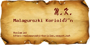 Malagurszki Koriolán névjegykártya